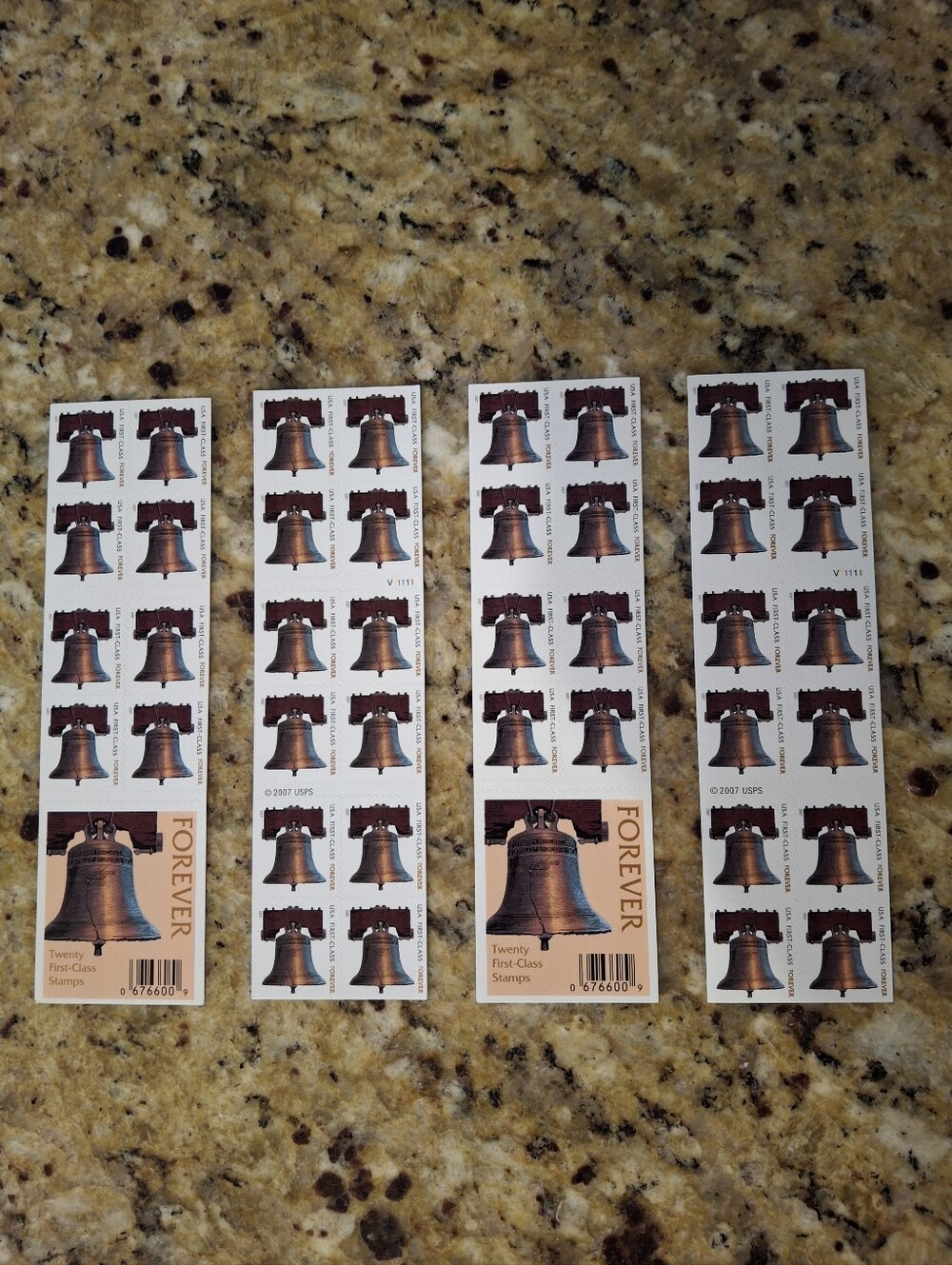 USPS Liberty Bell Forever Stamps - Sheet Strips (Brown, Copper) 4 Sheets Qty 80
